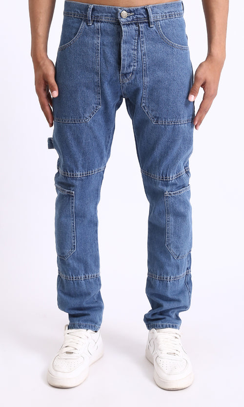 R204998 - Casual Jeans with Multiple Pockets - Medium Blue