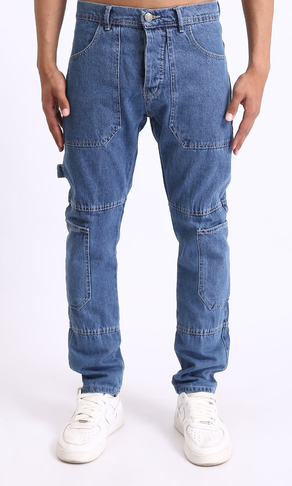 R204998 - Casual Jeans with Multiple Pockets - Medium Blue