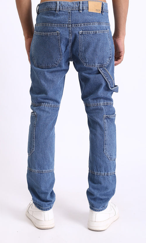 R204998 - Casual Jeans with Multiple Pockets - Medium Blue
