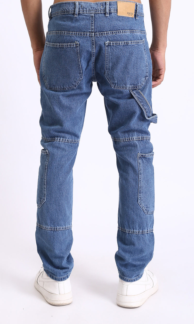R204998 - Casual Jeans with Multiple Pockets - Medium Blue