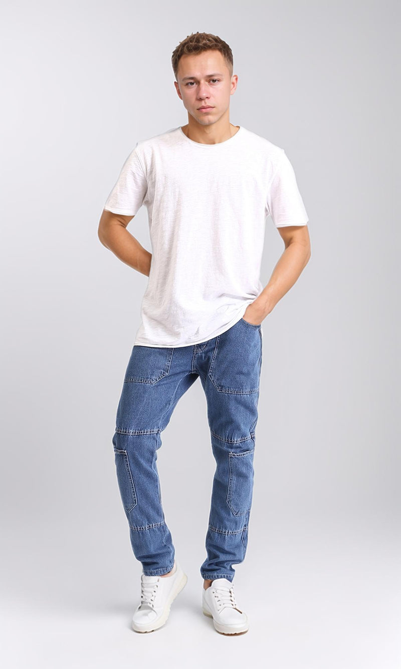R204998 - Casual Jeans with Multiple Pockets - Medium Blue