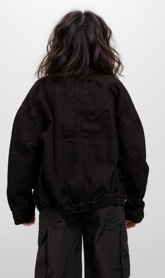 r205000-BLACK UTILITY JACKET - BLACK