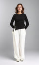 R205492 - Long Sleeves Ribbed Top with Drawstring - Black
