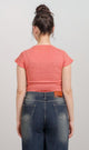 R205494-R205494 - Ribbed Fitted Crop Top - Coral