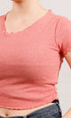 R205494-R205494 - Ribbed Fitted Crop Top - Coral