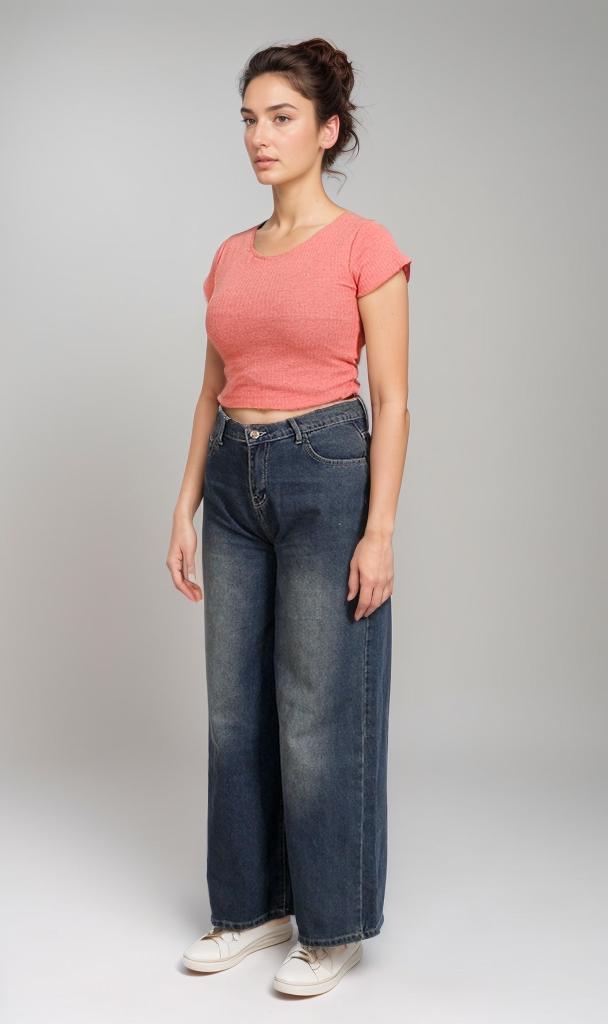 R205494-R205494 - Ribbed Fitted Crop Top - Coral