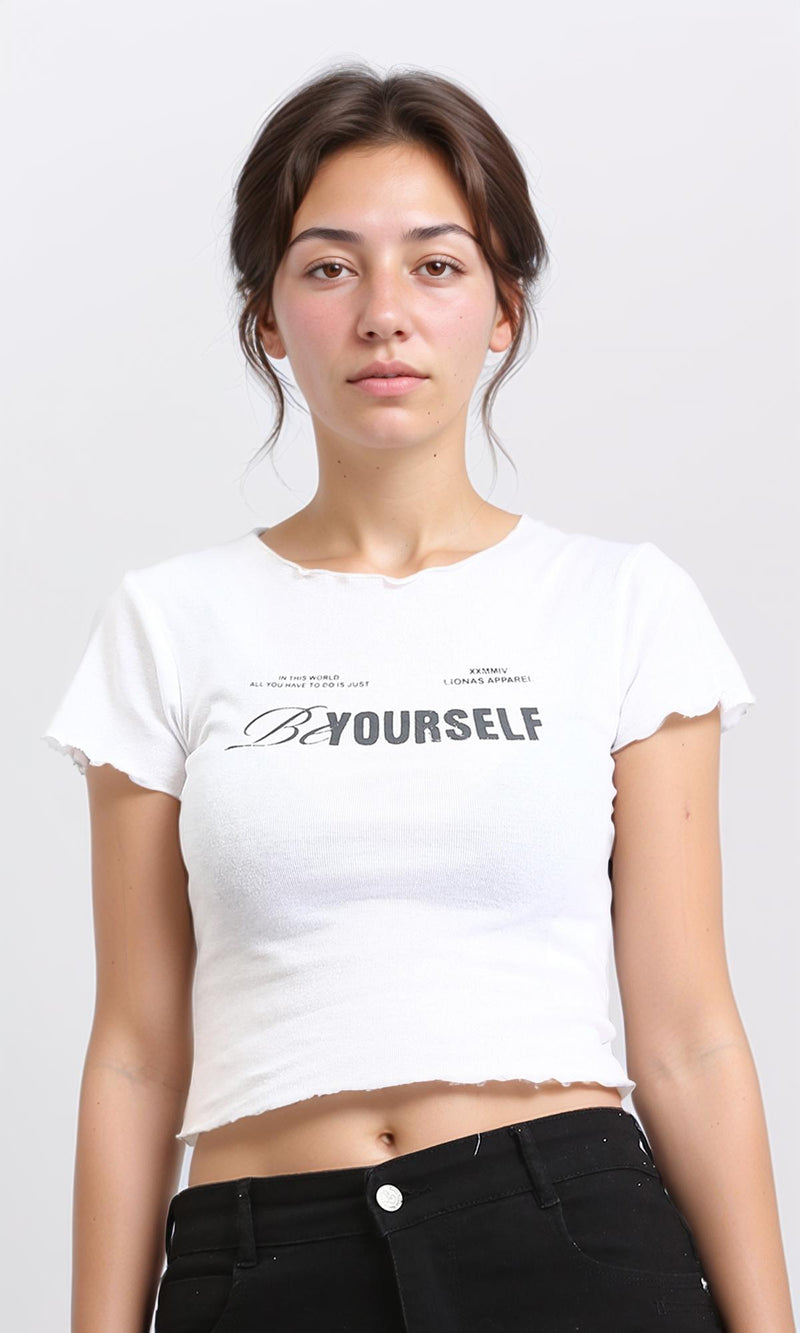 R205498 - "Be Yourself" Cotton Short Tee - White