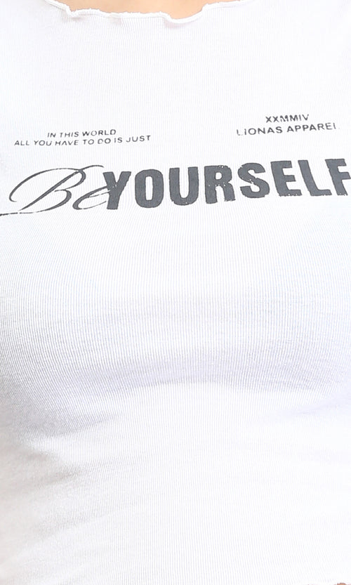 R205498 - "Be Yourself" Cotton Short Tee - White