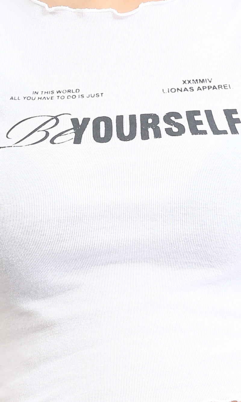 R205498 - "Be Yourself" Cotton Short Tee - White
