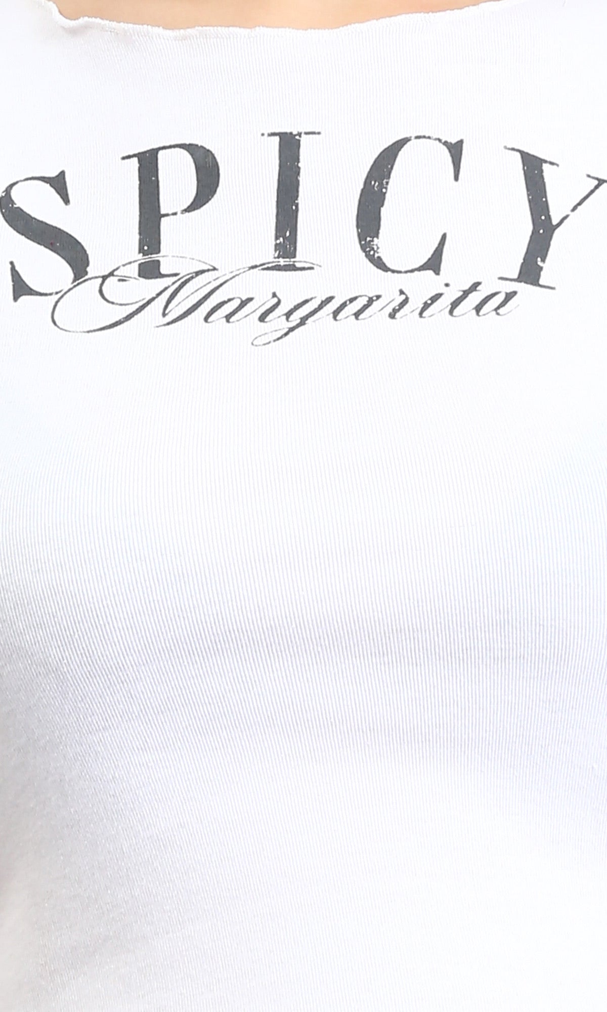 R205499 - Printed Short Tee with Lettuce Edges - White