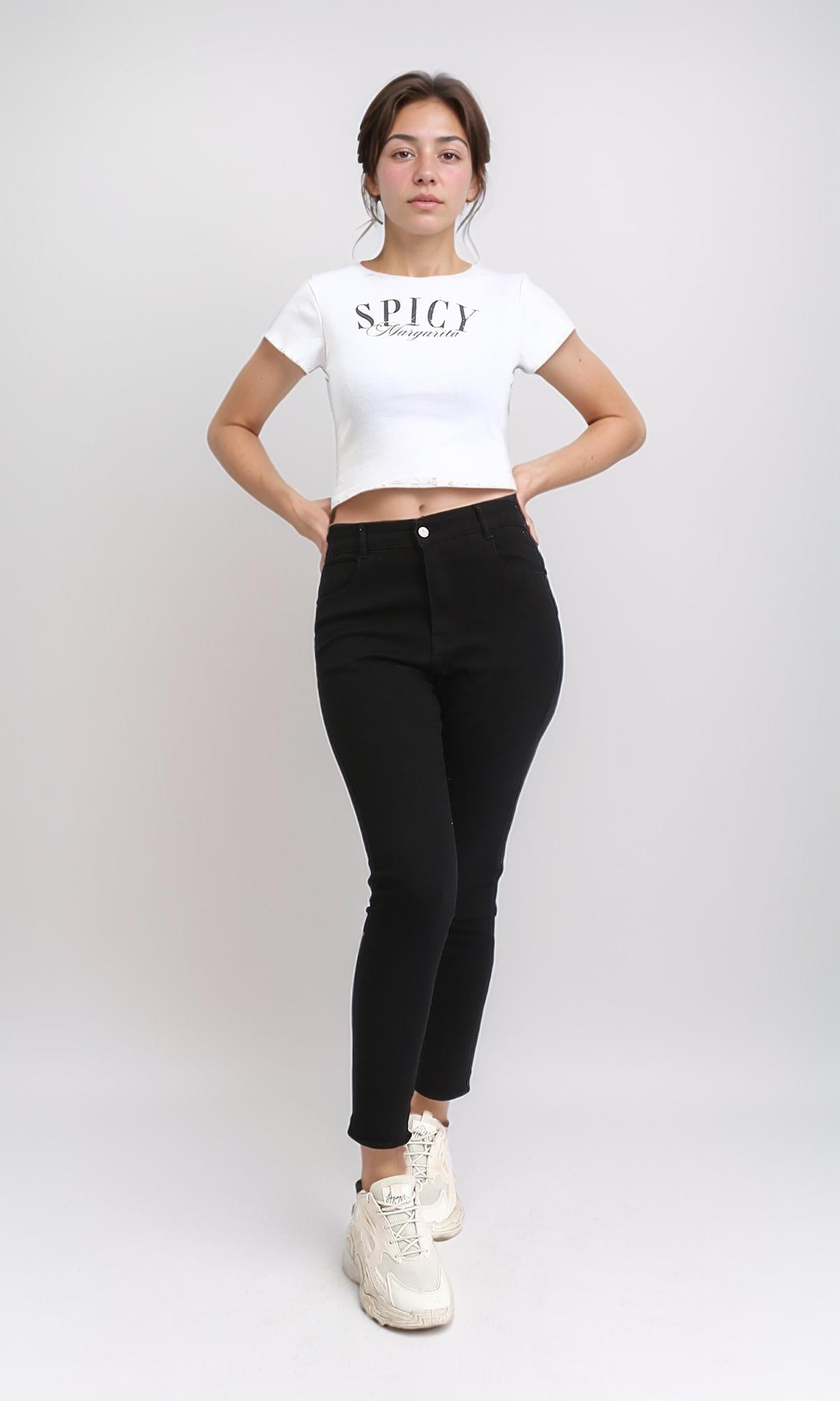 R205499 - Printed Short Tee with Lettuce Edges - White