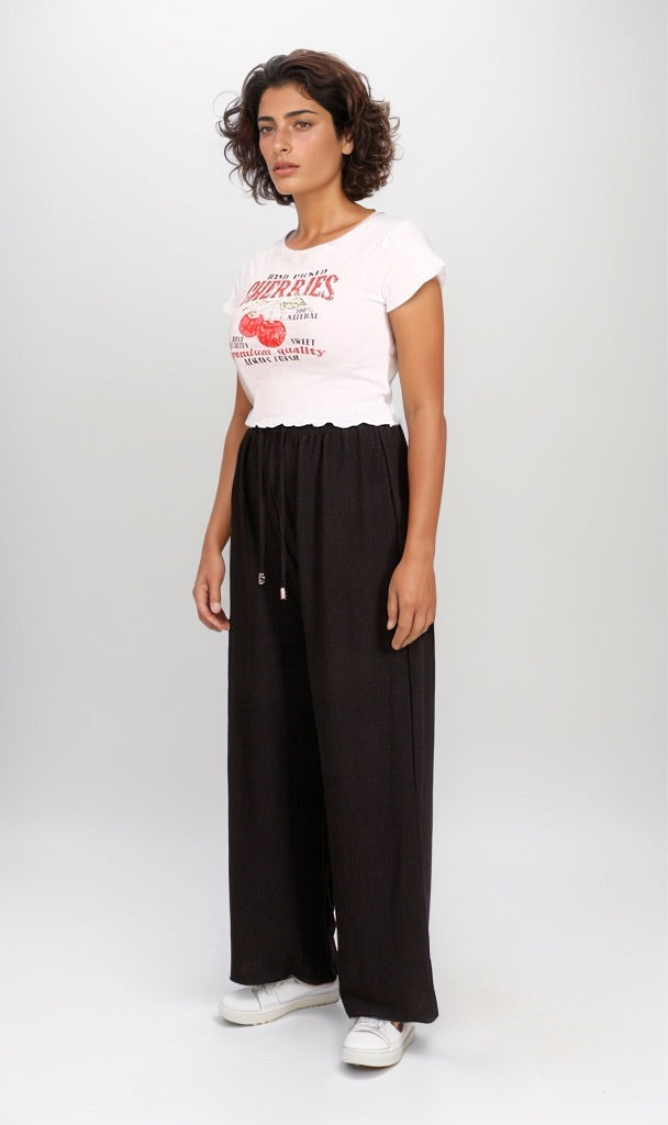 Women's Cherry Graphic Ribbed Short Sleeve Crop T-Shirt