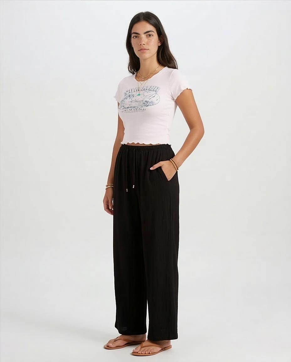 Ravin Women’s Summer Palm Beach Lettuce-Edge Baby Tee - R205504