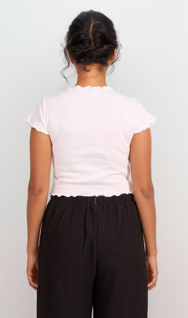 Pastel Pink Peace Sign Graphic Lettuce-Edge Tee