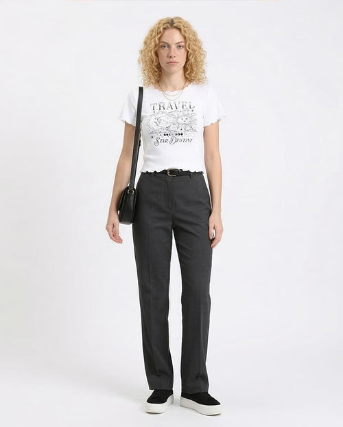 RAVIN Celestial Graphic Lettuce-Edge Ribbed Baby Tee - White - R205509 -