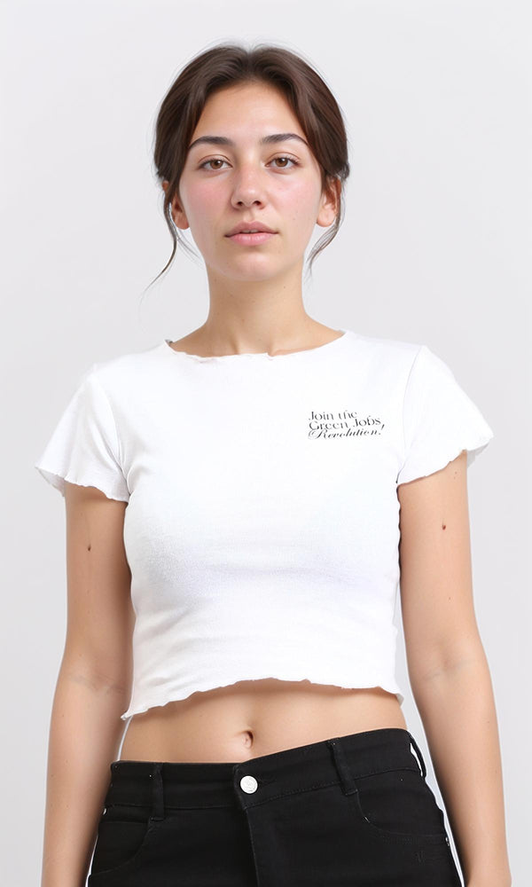 R205510 - Short Sleeves Printed Short Tee - White