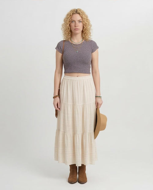 Ravin Women’s Mauve Speckled Ribbed Crop Top - Grey -R205511