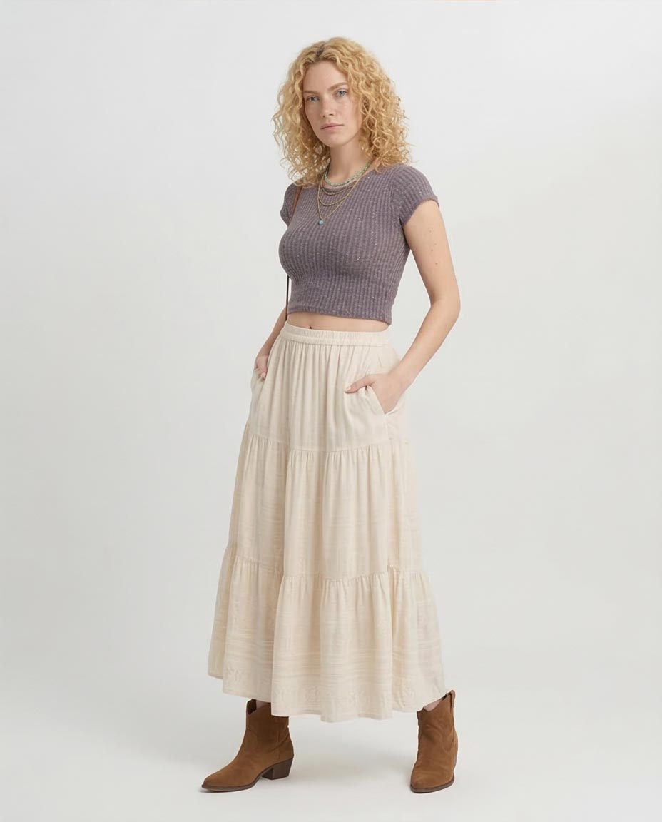 Ravin Women’s Mauve Speckled Ribbed Crop Top - Grey -R205511