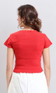R205512 - Short Sleeves Printed Cotton Tee - Red