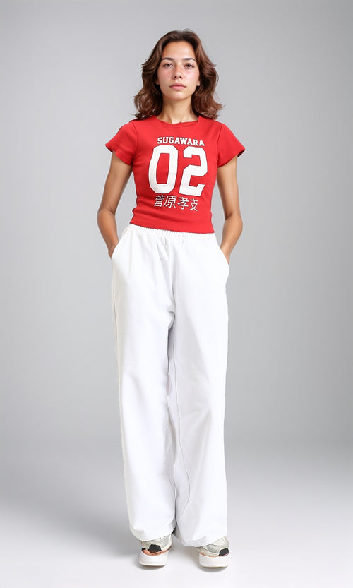 R205512 - Short Sleeves Printed Cotton Tee - Red