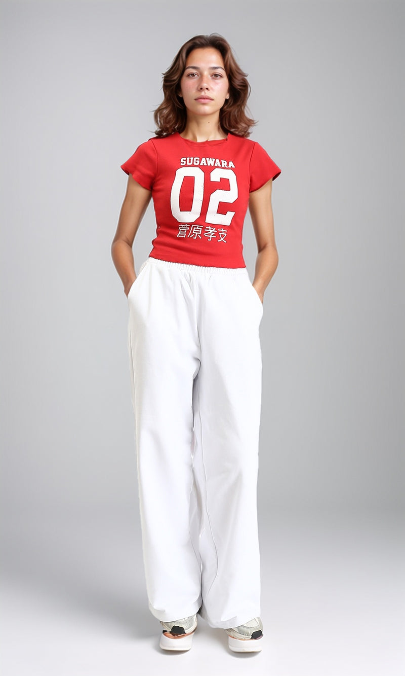 R205512 - Short Sleeves Printed Cotton Tee - Red