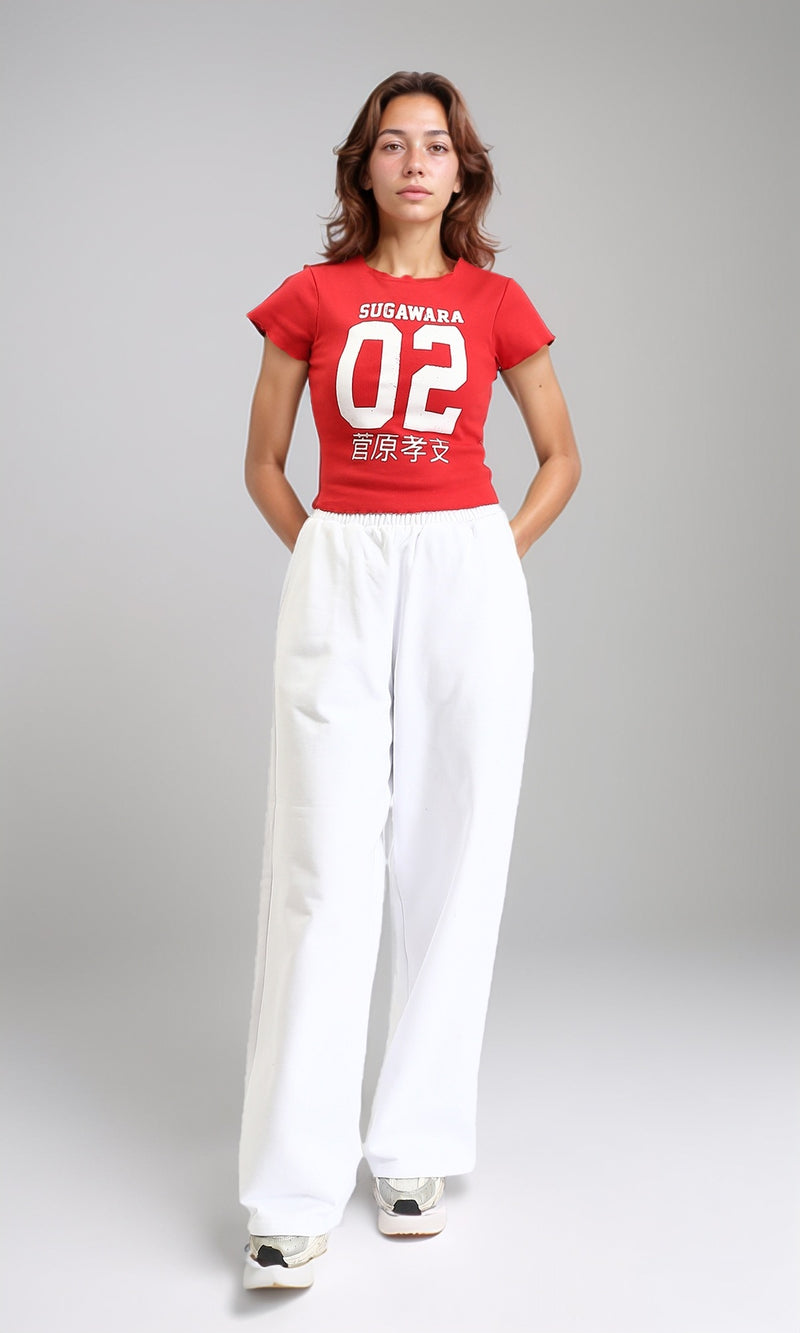 R205512 - Short Sleeves Printed Cotton Tee - Red