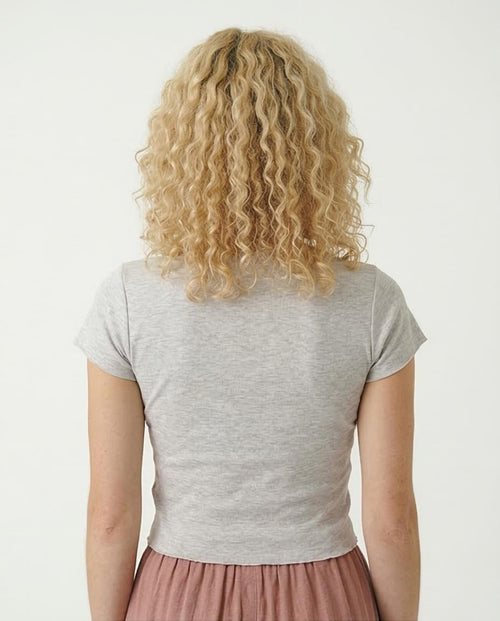 Ravin "Flower Vibes" Hibiscus Crop Tee in Heather Grey - R205513