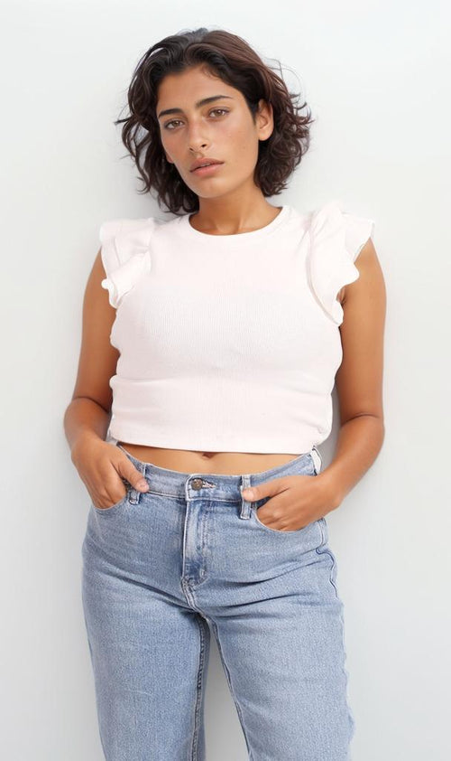 Ribbed Crop Top - White