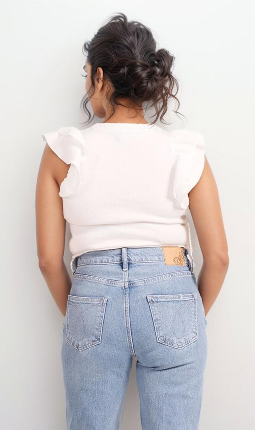 R205514 - Ribbed Crop Top - White