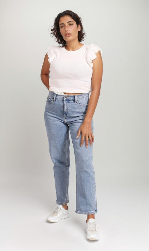 R205514 - Ribbed Crop Top - White
