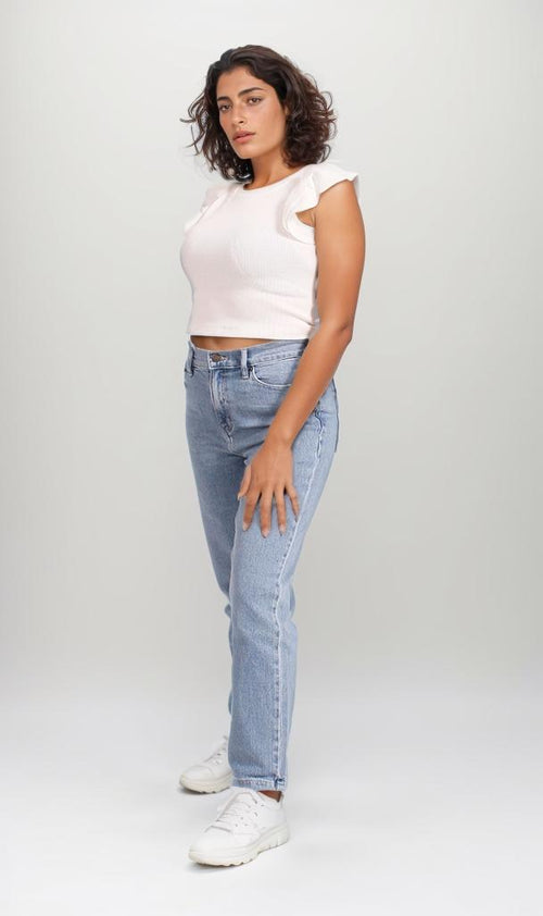 R205514 - Ribbed Crop Top - White
