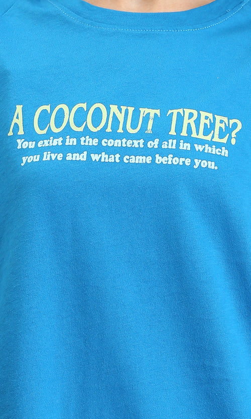 R205519 - Slip On Printed Cotton Long Tee - Dark Turquoise