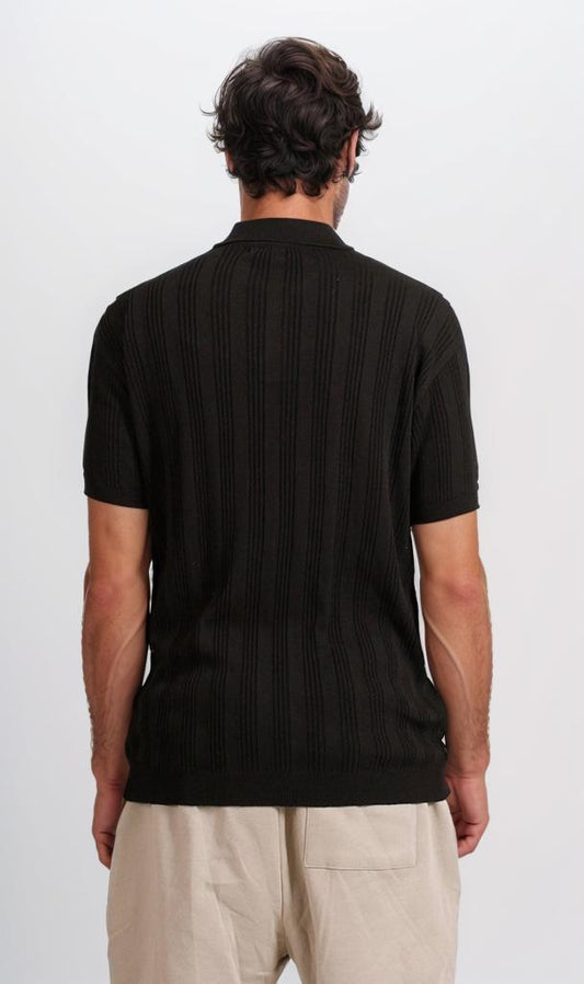 R205798 - Classic Knit Polo Shirt - Black