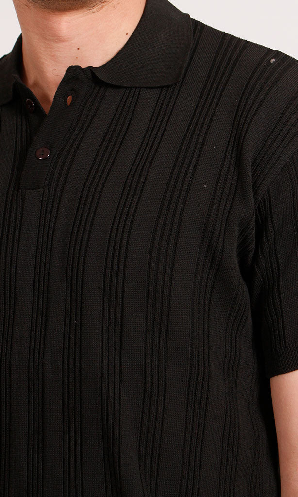 R205798 - Classic Knit Polo Shirt - Black