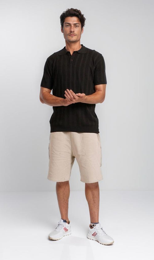 R205798 - Classic Knit Polo Shirt - Black
