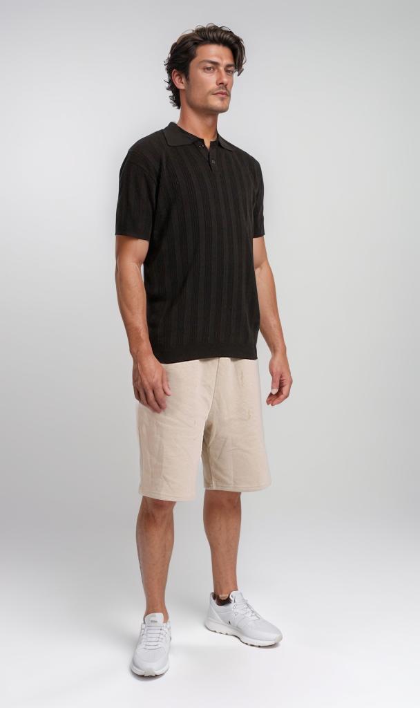 R205798 - Classic Knit Polo Shirt - Black