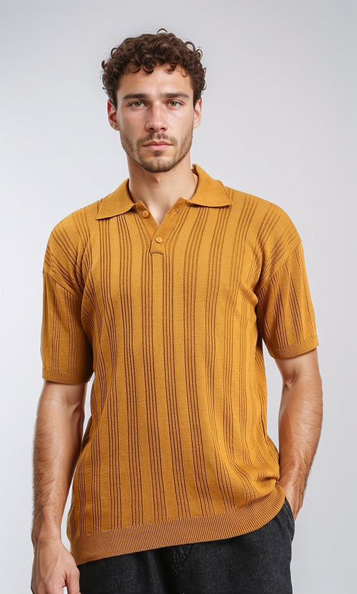 R205799 - Short Sleeves Buttoned Polo Shirt - Caramel