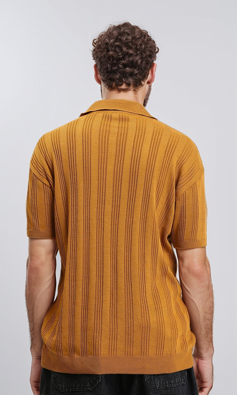 R205799 - Short Sleeves Buttoned Polo Shirt - Caramel
