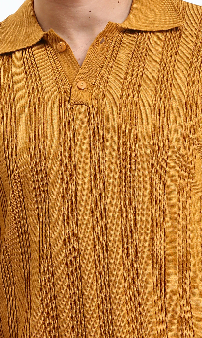 R205799 - Short Sleeves Buttoned Polo Shirt - Caramel