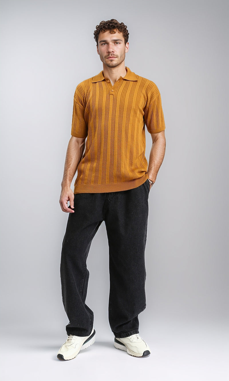 R205799 - Short Sleeves Buttoned Polo Shirt - Caramel