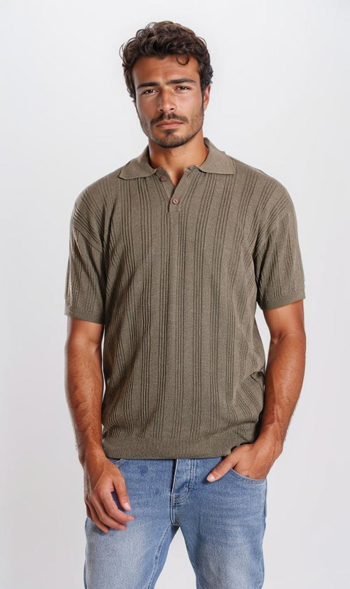 R205800-TEXTURED POLO SHIRT - OLIVE GREEN