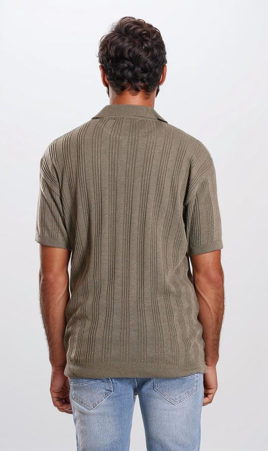 r205800-TEXTURED POLO SHIRT - OLIVE GREEN