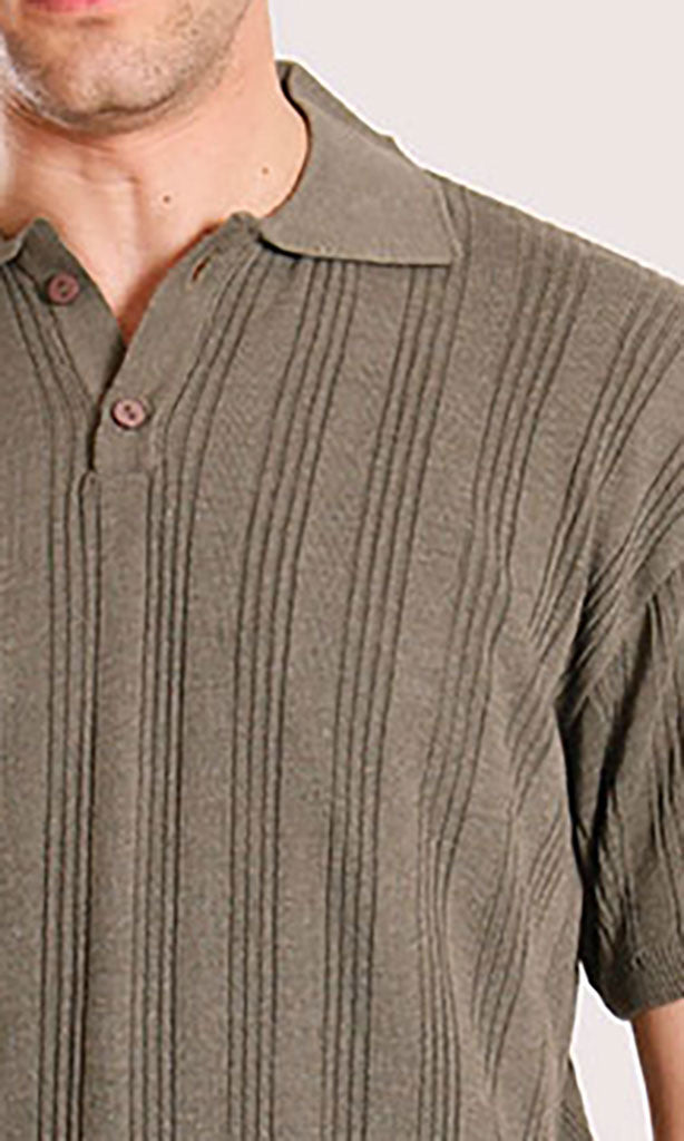 r205800-TEXTURED POLO SHIRT - OLIVE GREEN