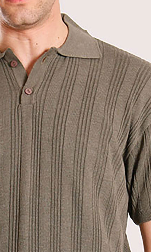 r205800-TEXTURED POLO SHIRT - OLIVE GREEN