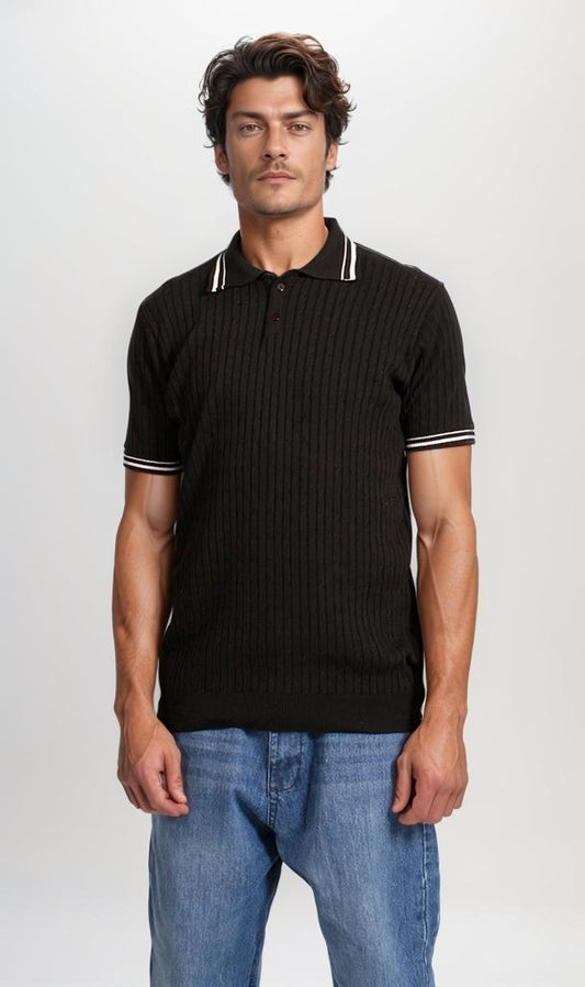 R205802 - Polo Shirt with Contrast Collar - Black