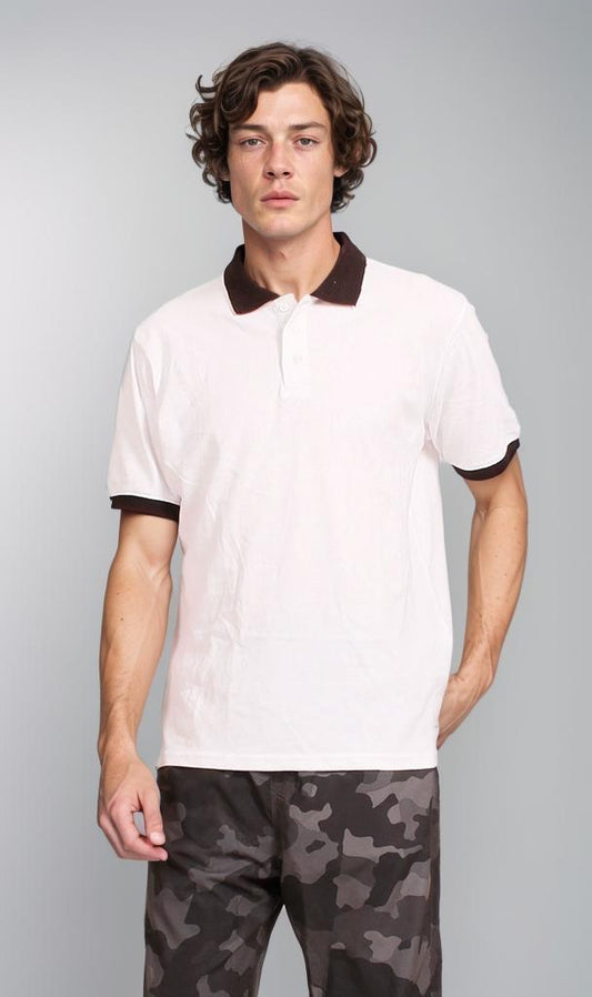 R205805 - Pique Polo Shirt - White & Black