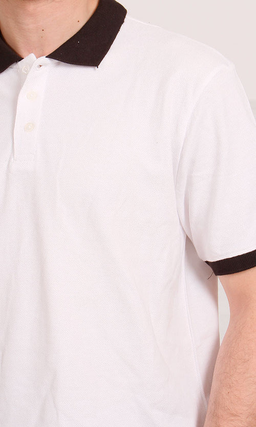 R205805 - Pique Polo Shirt - White & Black