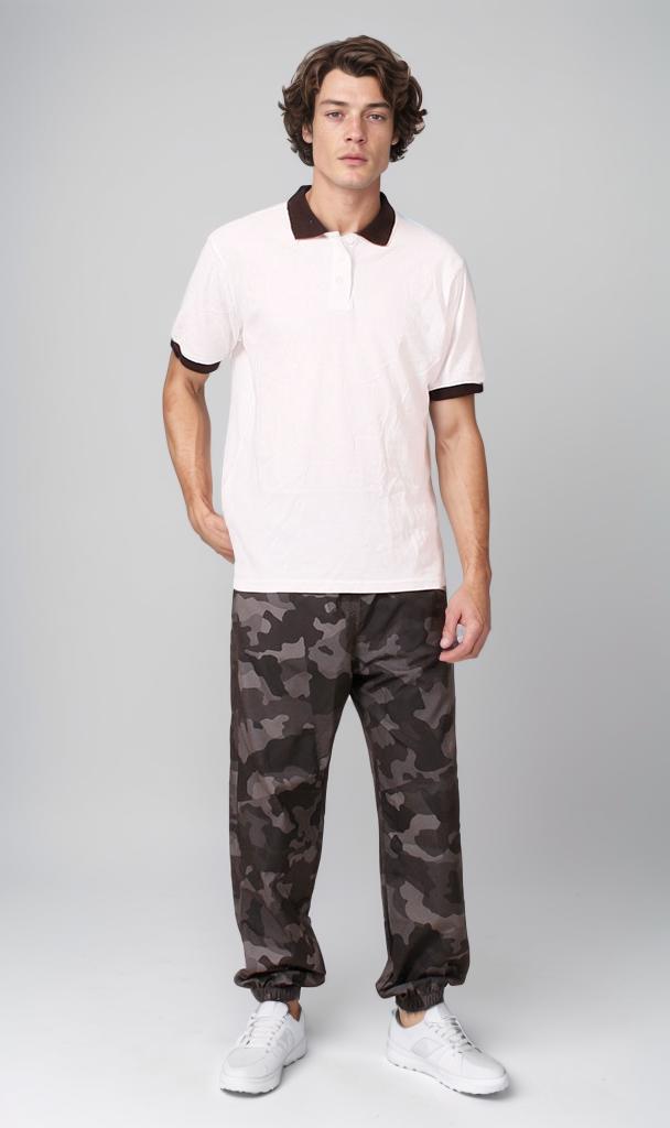 R205805 - Pique Polo Shirt - White & Black