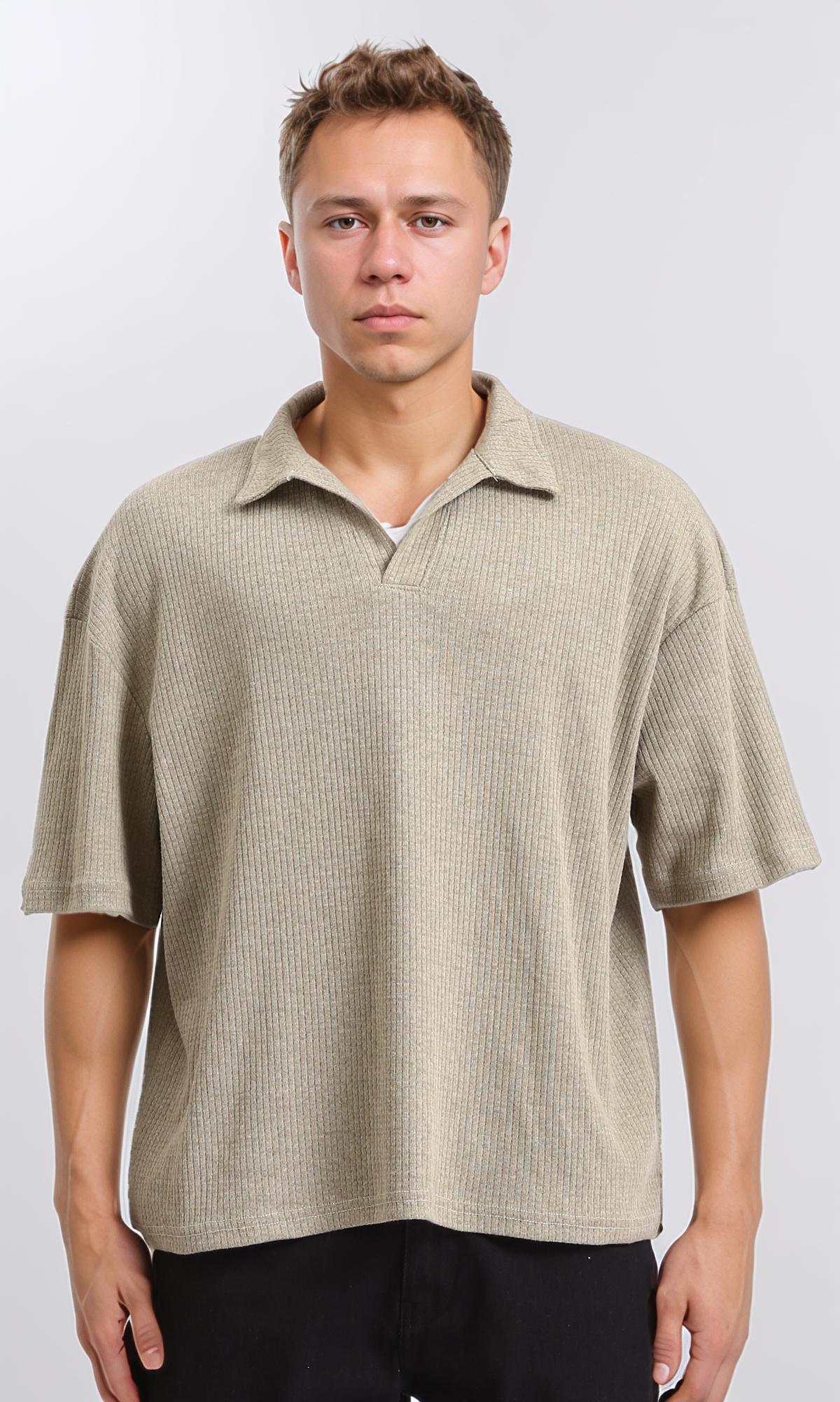 Elbow Sleeves Slip On Polo Shirt - Pastel Olive