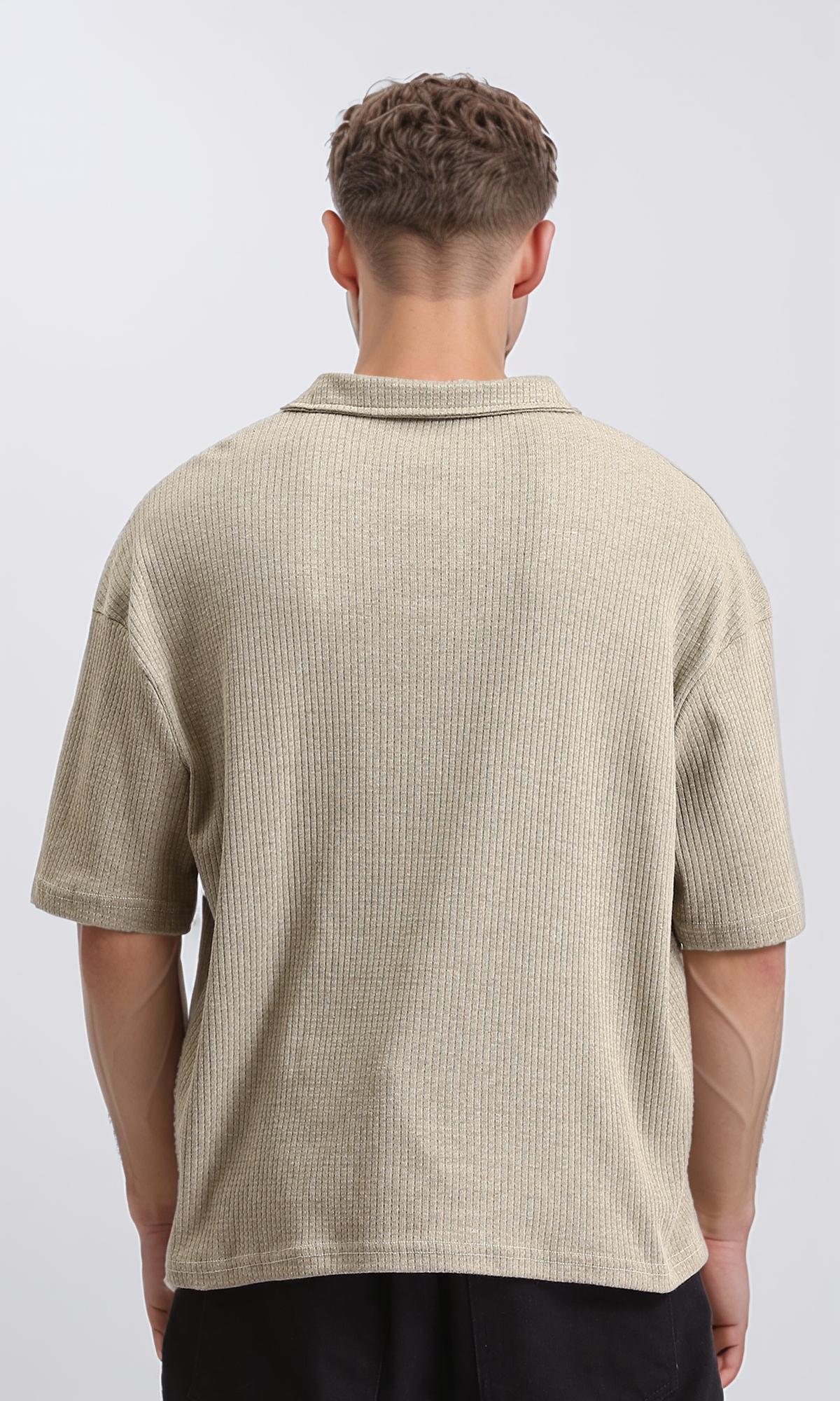 R205807 - Elbow Sleeves Slip On Polo Shirt - Pastel Olive